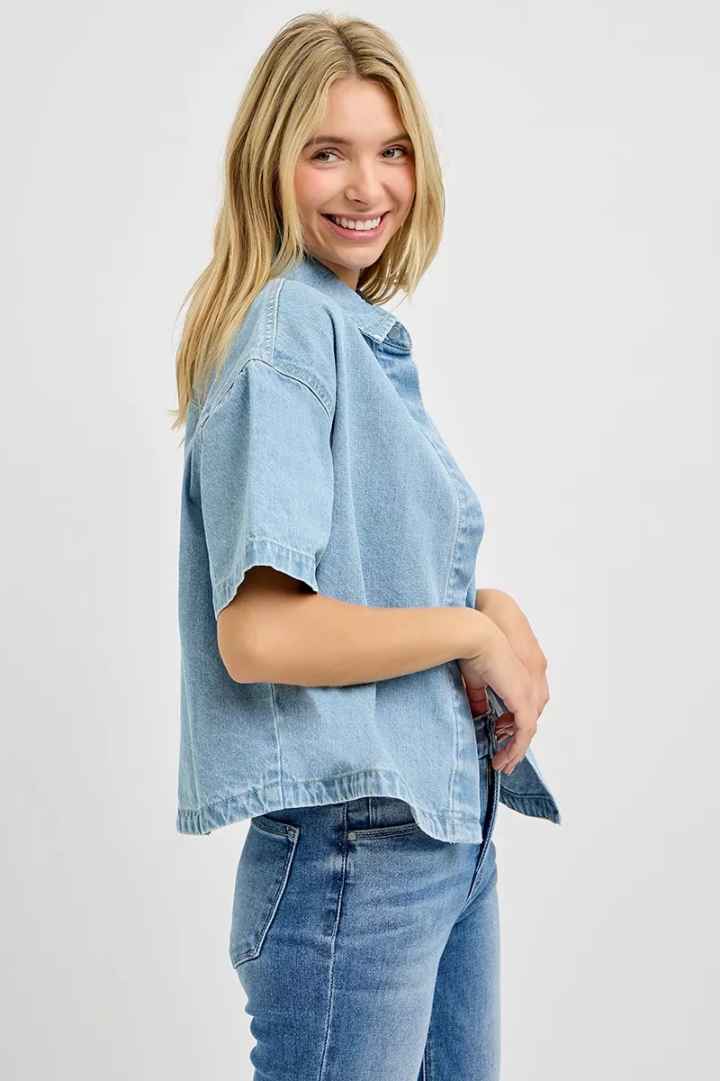 RISEN Oversized Half Sleeve Cropped Shirt - Image 3