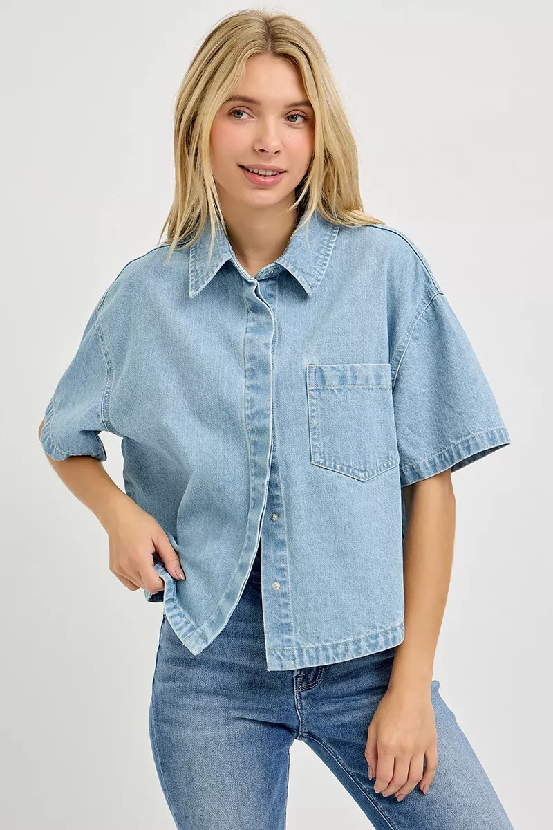 RISEN Oversized Half Sleeve Cropped Shirt - Image 4