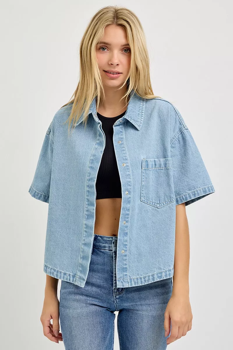 RISEN Oversized Half Sleeve Cropped Shirt - Image 5