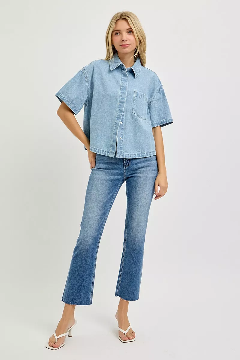 RISEN Oversized Half Sleeve Cropped Shirt - Image 6