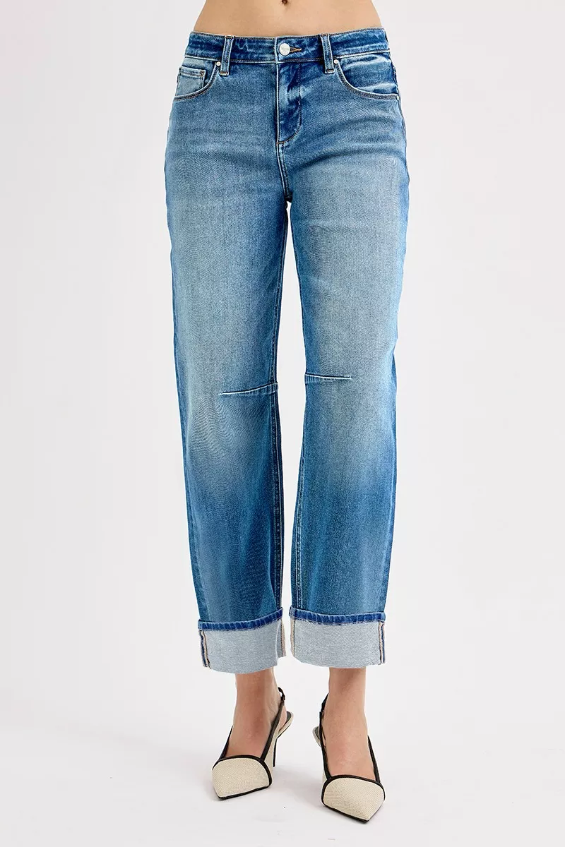 RISEN Slouchy Crop Barrel Cuffed Jeans - Image 2