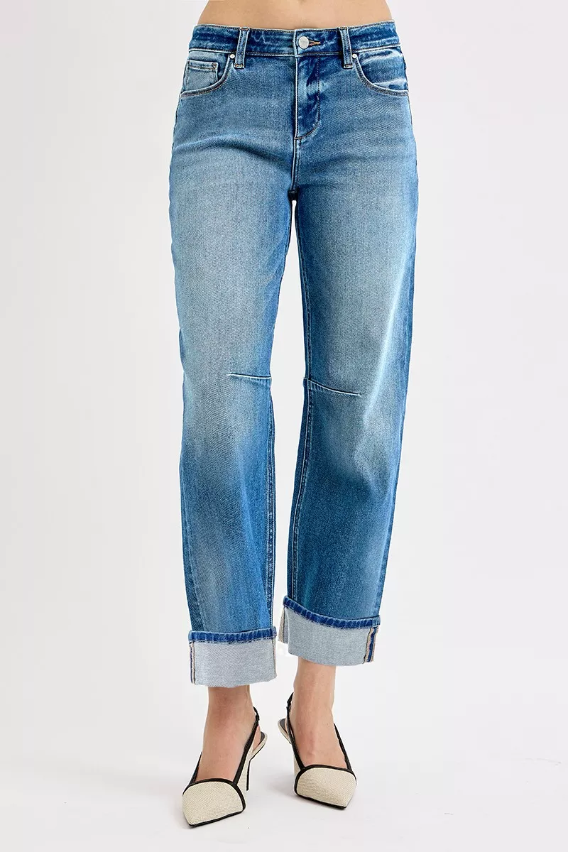 RISEN Slouchy Crop Barrel Cuffed Jeans - Image 3