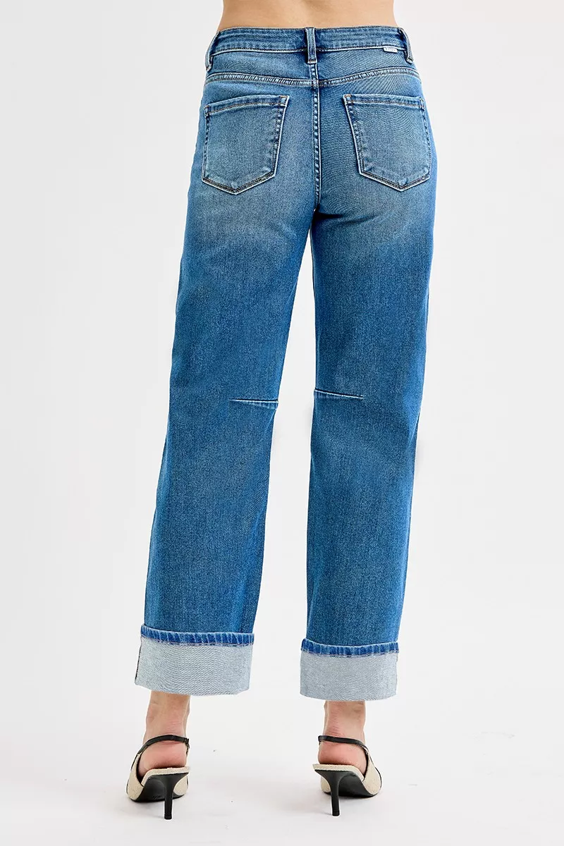 RISEN Slouchy Crop Barrel Cuffed Jeans - Image 5
