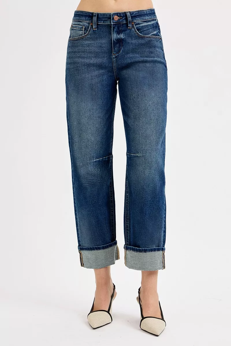 RISEN Slouchy Crop Barrel Cuffed Jeans - Image 2
