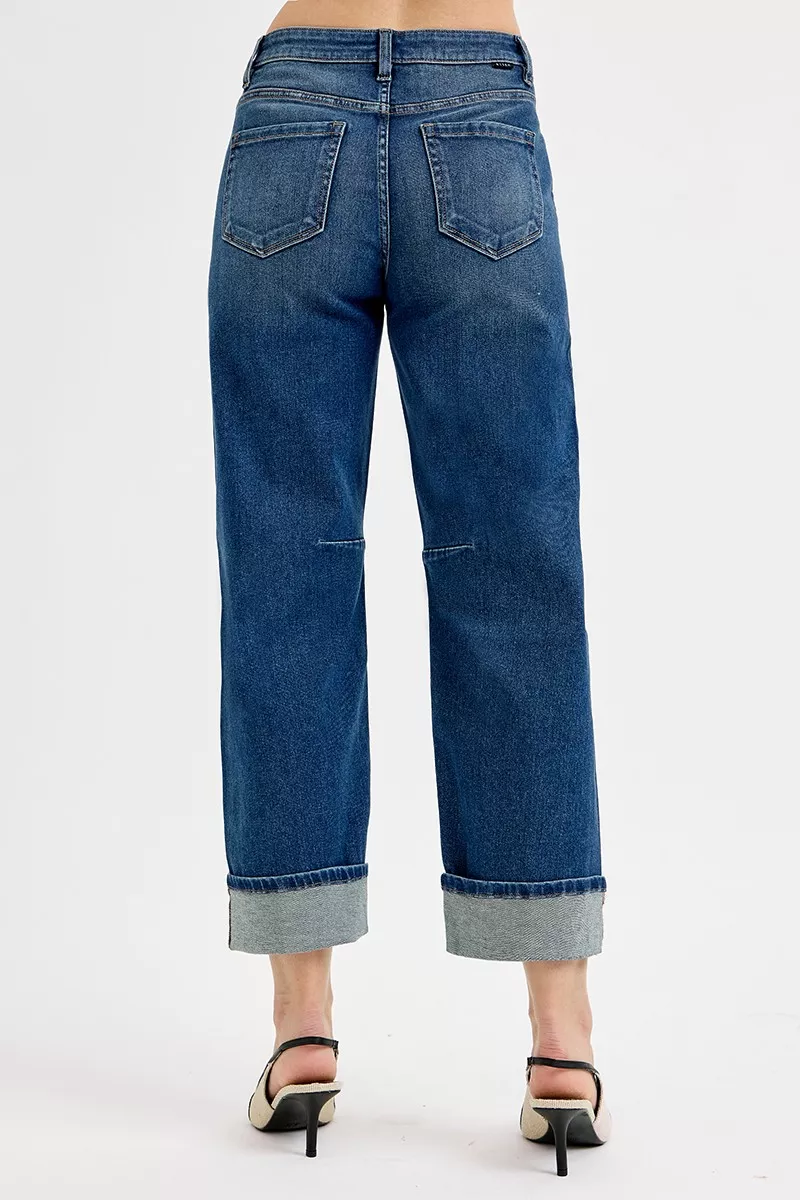 RISEN Slouchy Crop Barrel Cuffed Jeans - Image 5