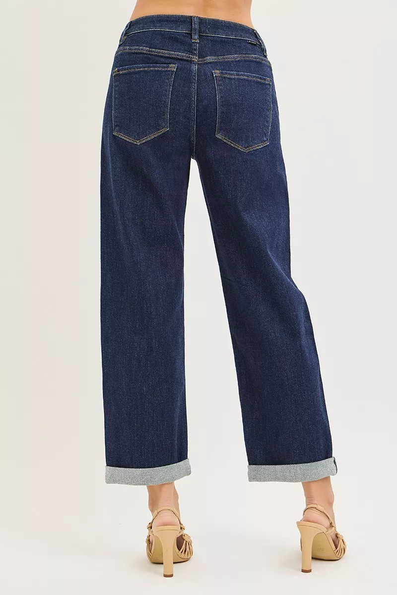 RISEN Slouchy Cropped  Boyfriend Jeans With Cuffed Hem - Image 5