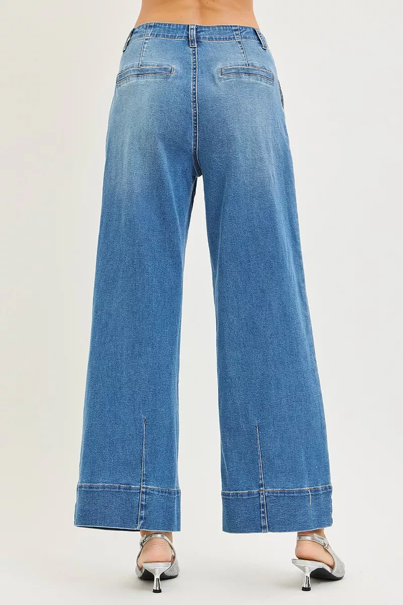 RISEN Slouchy Wide Leg Jeans With Pleats - Image 5