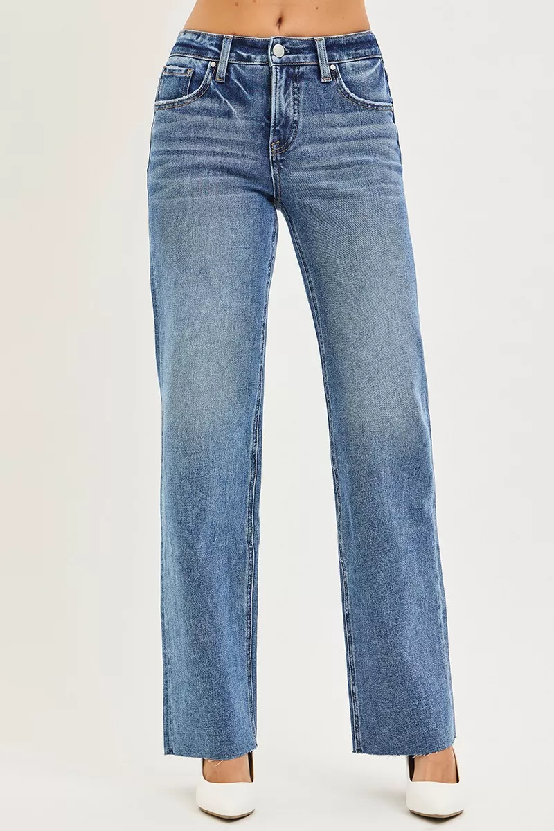 RISEN Tummy Control 4 Way Stretch Mid Rise Straight Jeans - Image 2