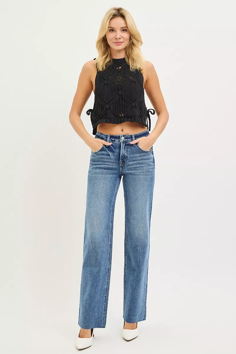 RISEN Tummy Control 4 Way Stretch Mid Rise Straight Jeans - Image 6