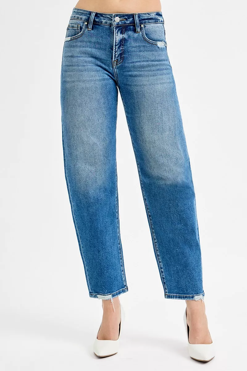 RISEN Tummy Control High Rise Ankle Slim Barrel Jeans - Image 2