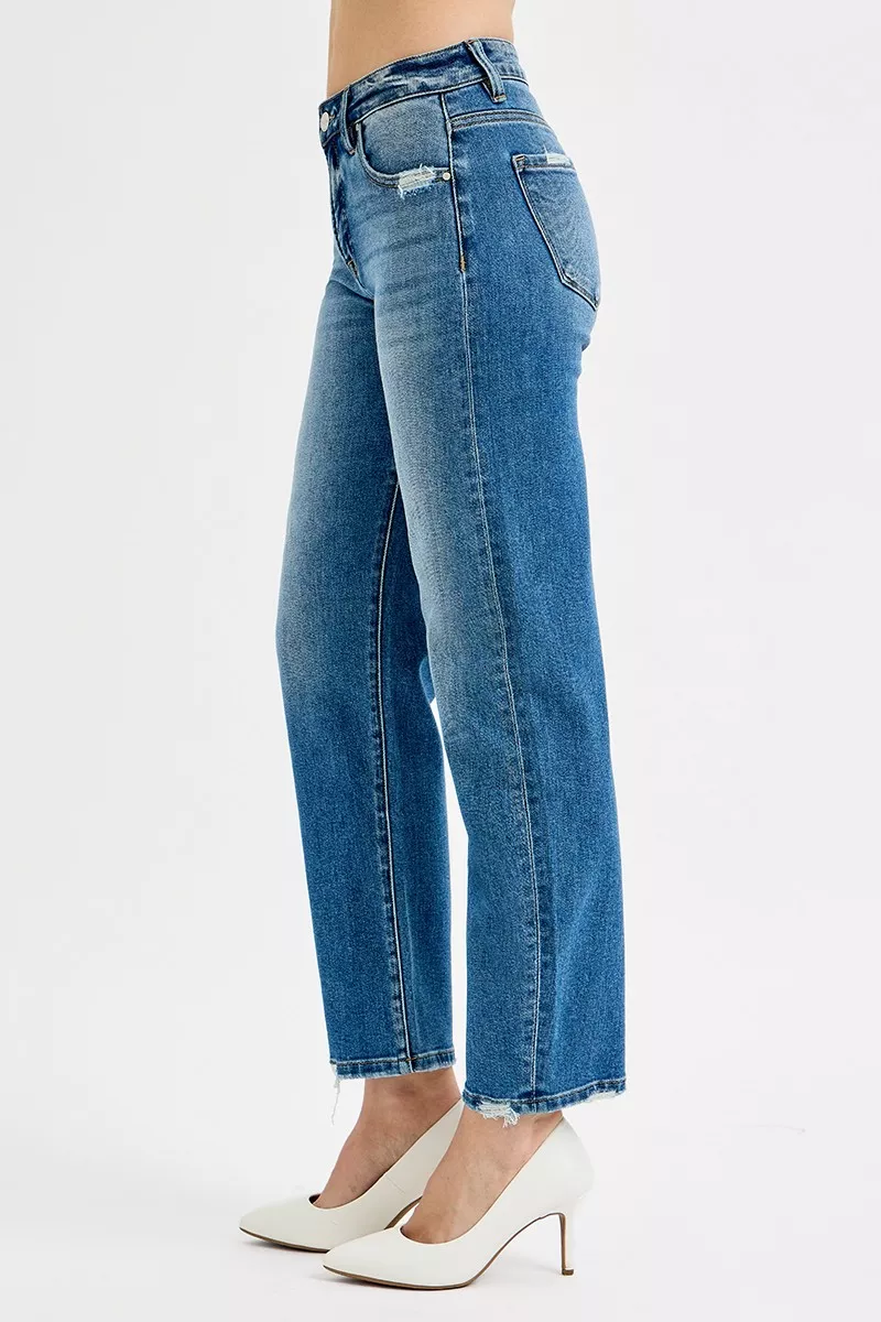 RISEN Tummy Control High Rise Ankle Slim Barrel Jeans - Image 4