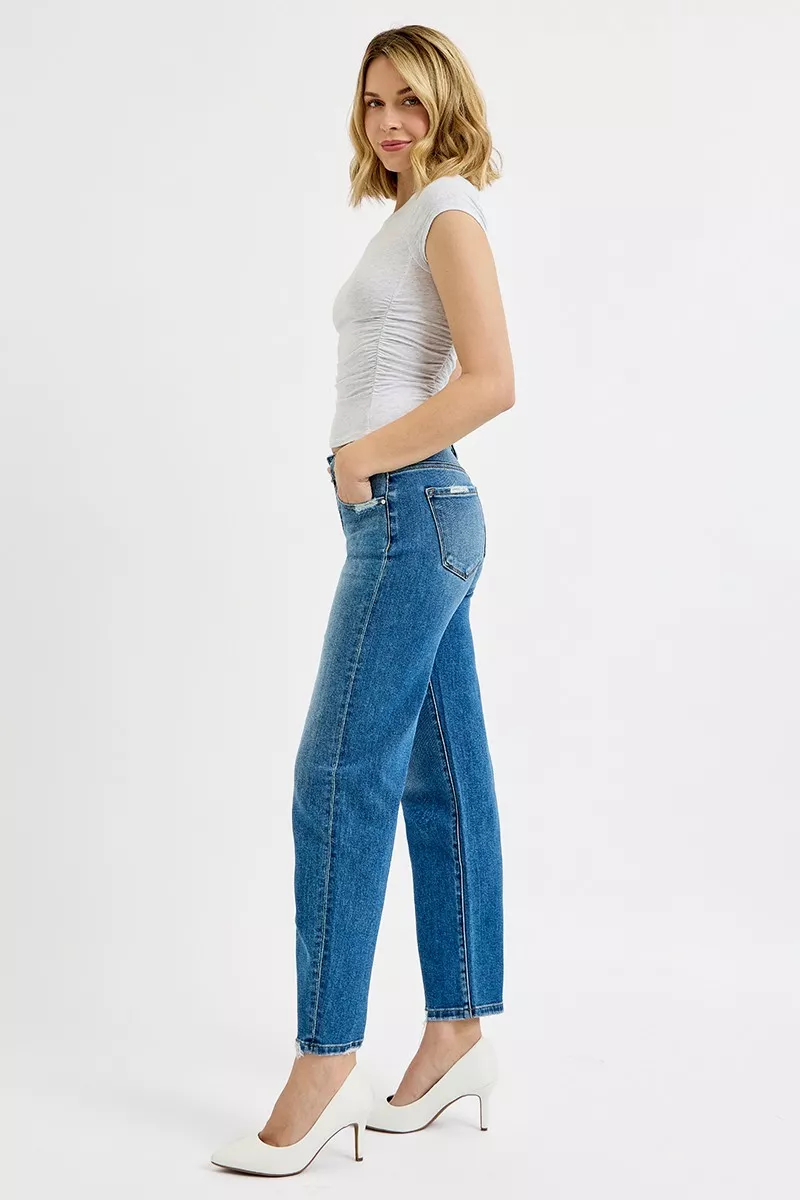 RISEN Tummy Control High Rise Ankle Slim Barrel Jeans - Image 7