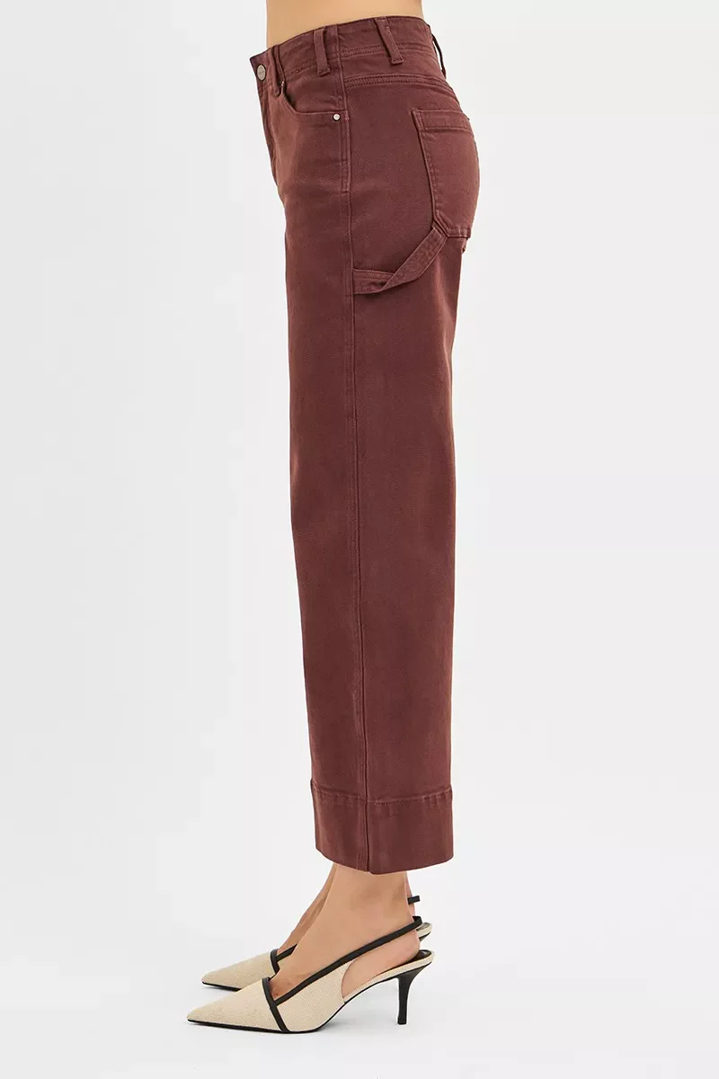 RISEN Tummy Control High Rise Crop Wide No Waist Band Pants - Image 4