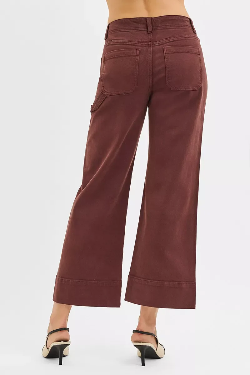 RISEN Tummy Control High Rise Crop Wide No Waist Band Pants - Image 5