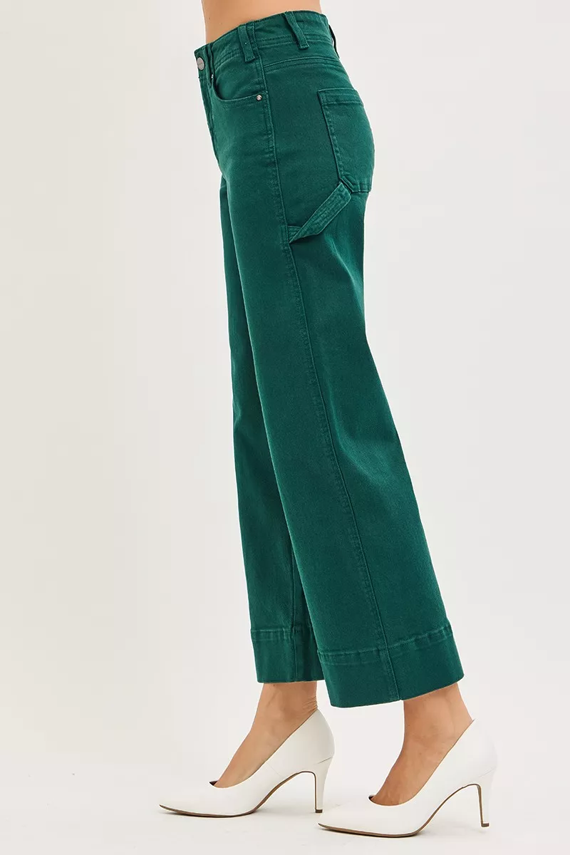 RISEN Tummy Control High Rise Crop Wide No Waist Band Pants - Image 4