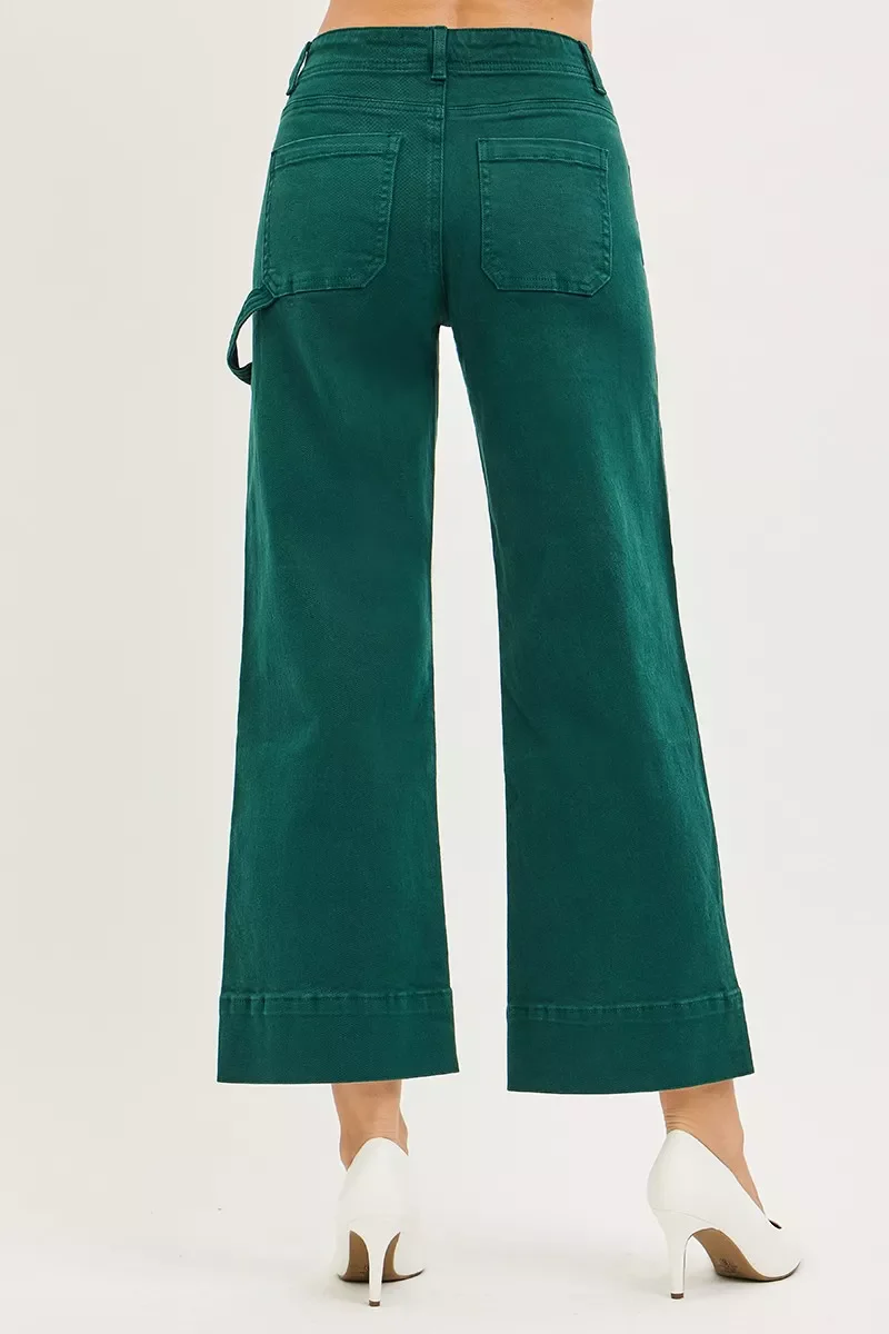 RISEN Tummy Control High Rise Crop Wide No Waist Band Pants - Image 5