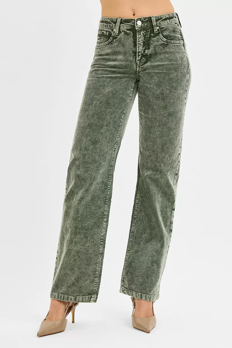 RISEN Tummy Control Mid Rise Straight Leg Corduroy Pants - Image 2