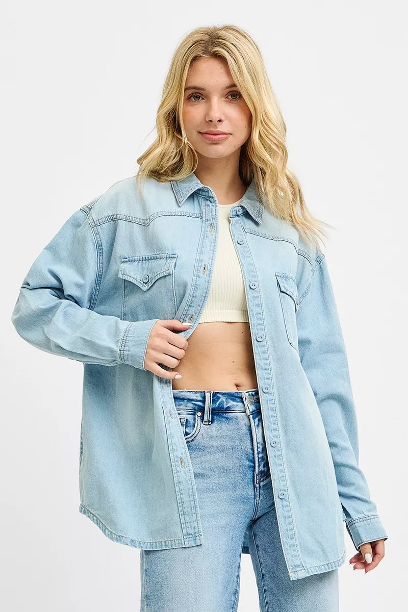 RISEN Western Yoke Style Relaxed Fit Denim Shirts - Image 4