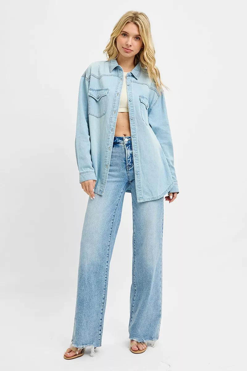RISEN Western Yoke Style Relaxed Fit Denim Shirts - Image 6