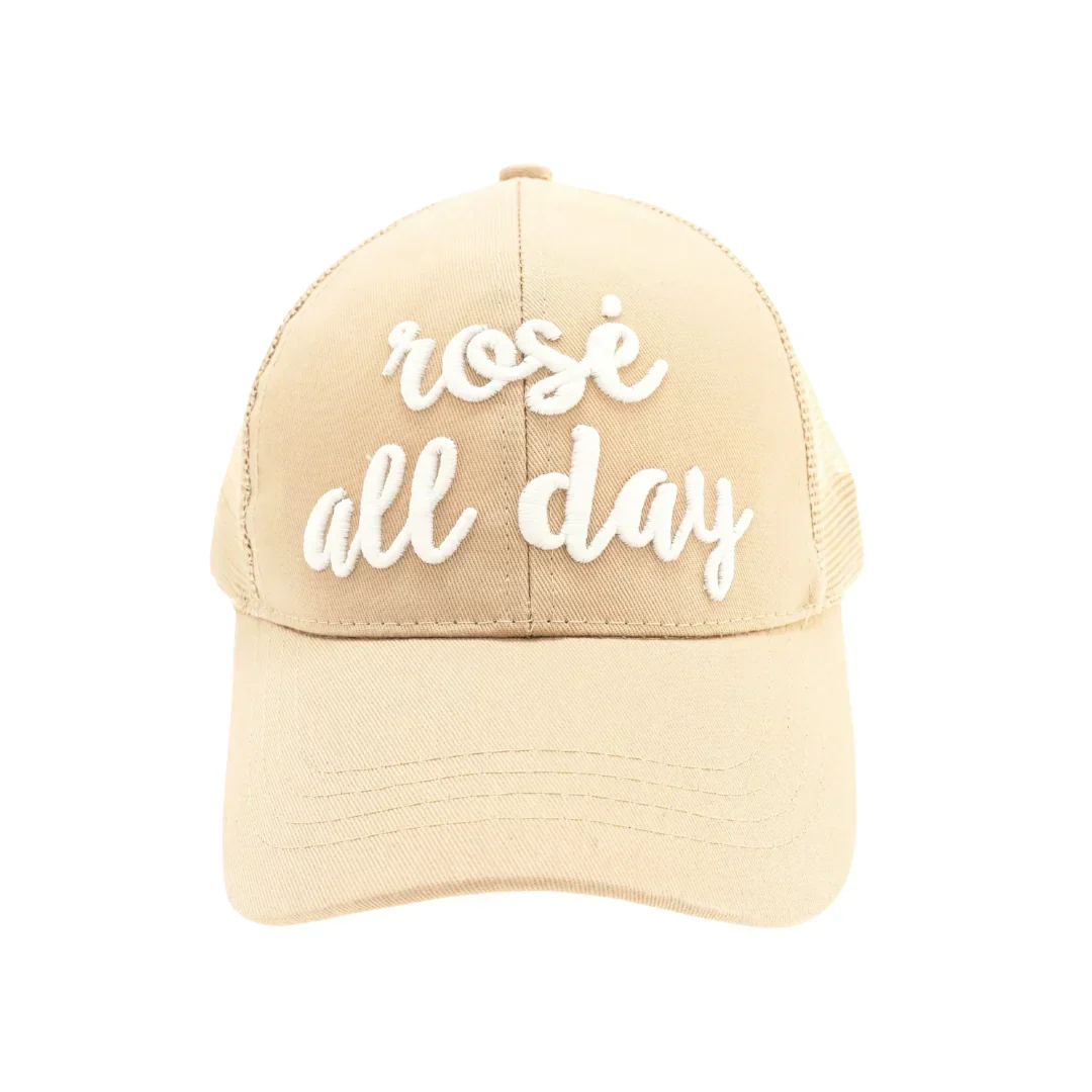 Rose All Day Embroidered High Ponytail C.C Ball Cap - Image 4