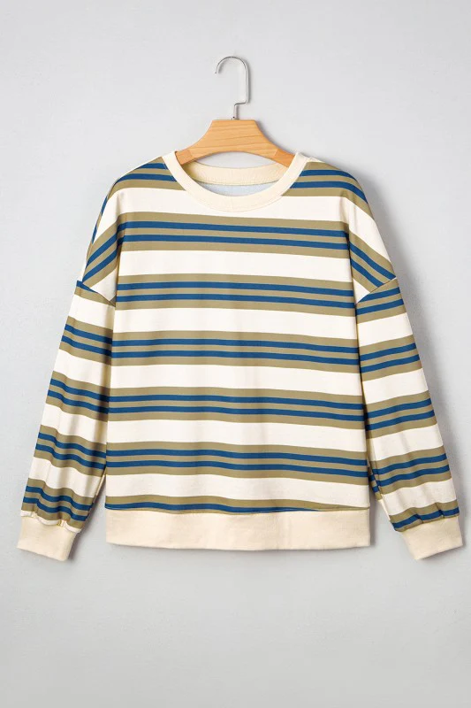 Rose Stripe Crew Neck Pullover Sweatshirt - Image 7