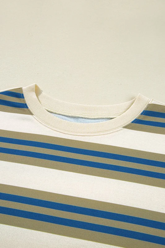 Rose Stripe Crew Neck Pullover Sweatshirt - Image 9