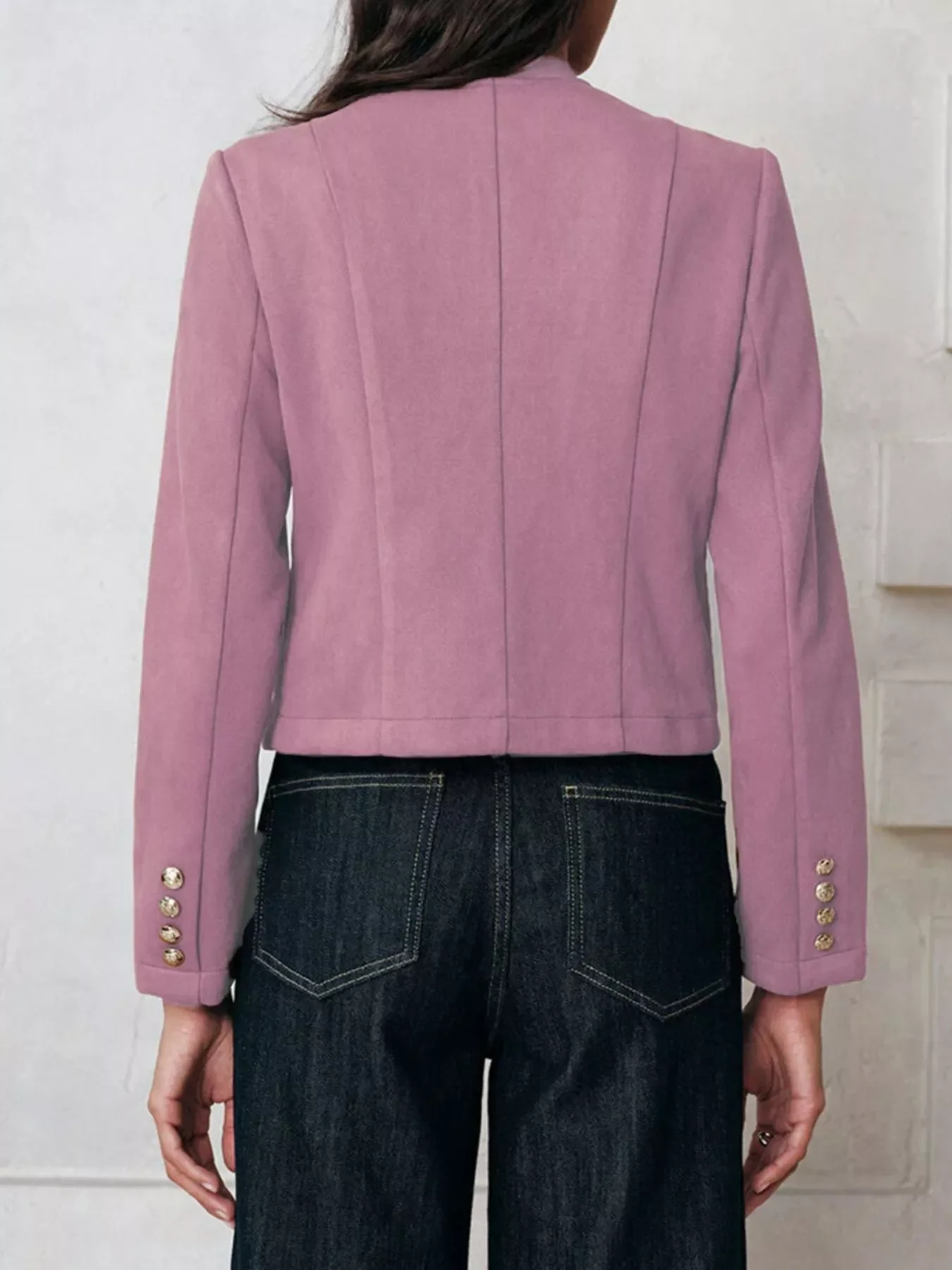 Round Neck Button Up Blazer - Image 4