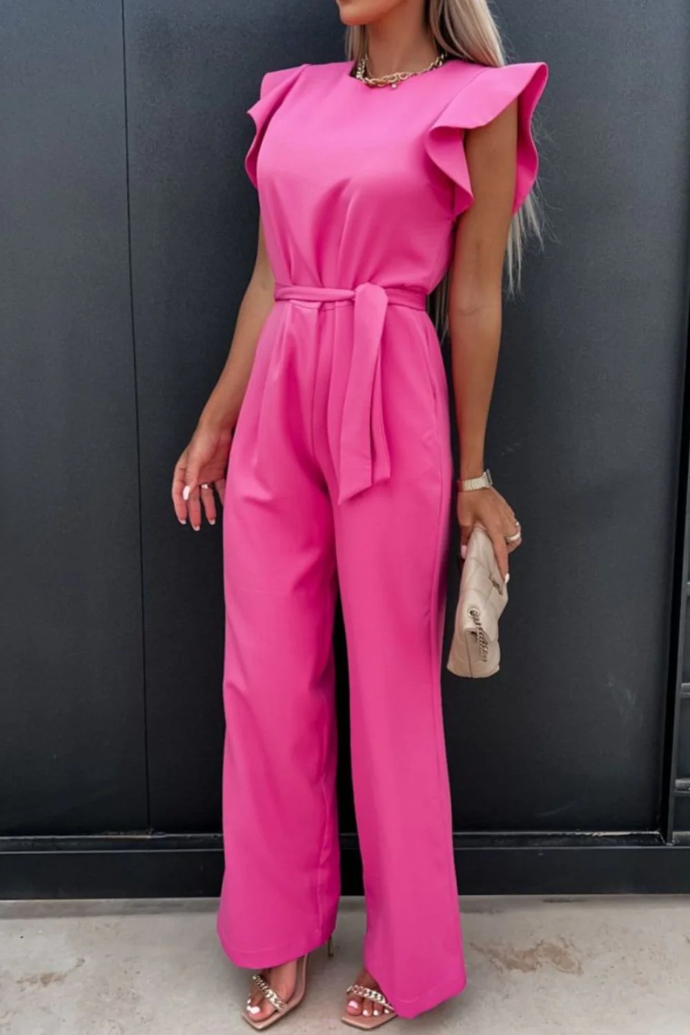 Round Neck Cap Sleeve Jumpsuit - Image 14