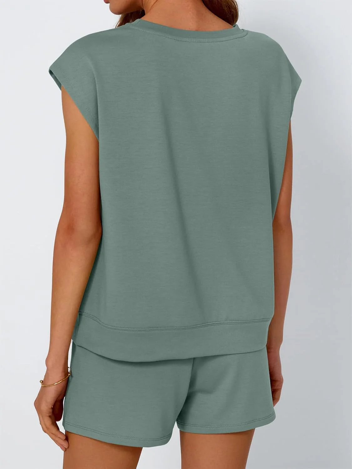 Round Neck Cap Sleeve Top and Shorts Set - Image 10