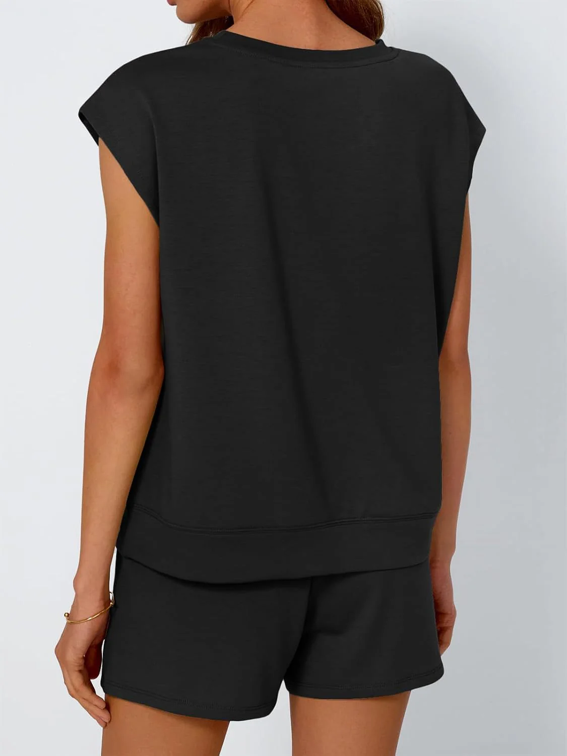 Round Neck Cap Sleeve Top and Shorts Set - Image 20