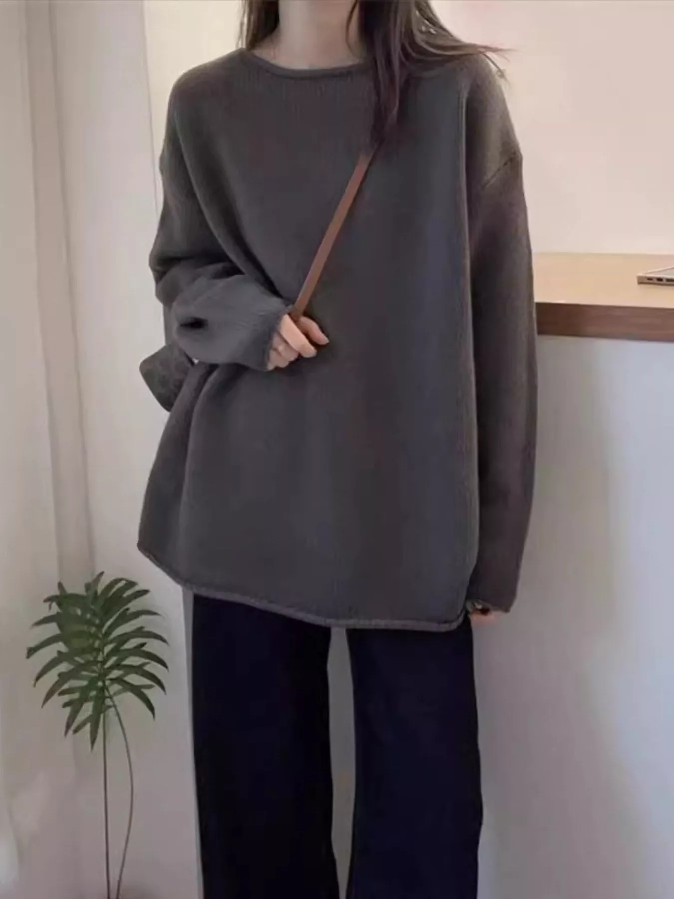 Round Neck Dropped Shoulder Sweater - Image 10