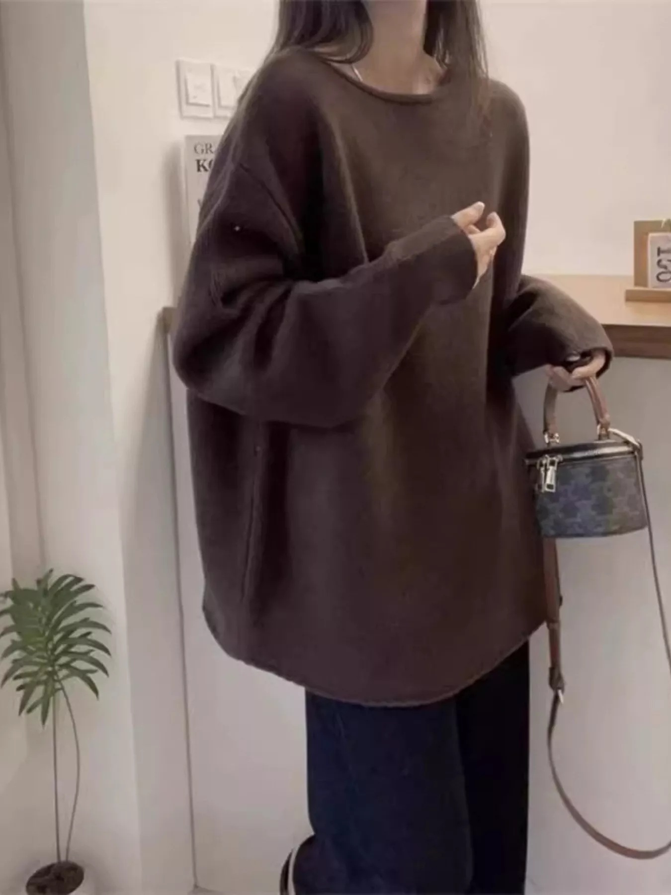 Round Neck Dropped Shoulder Sweater - Image 4