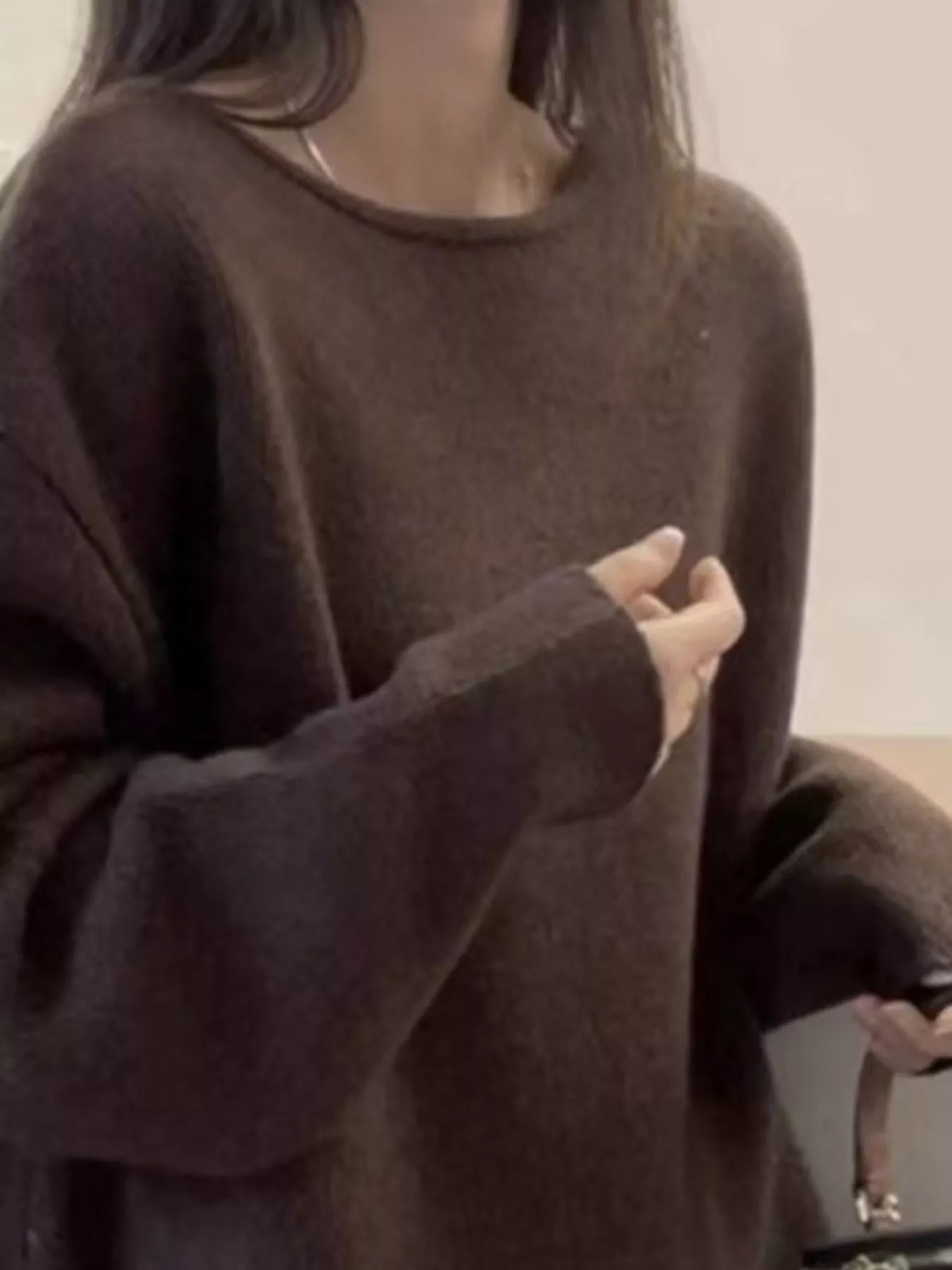 Round Neck Dropped Shoulder Sweater - Image 6