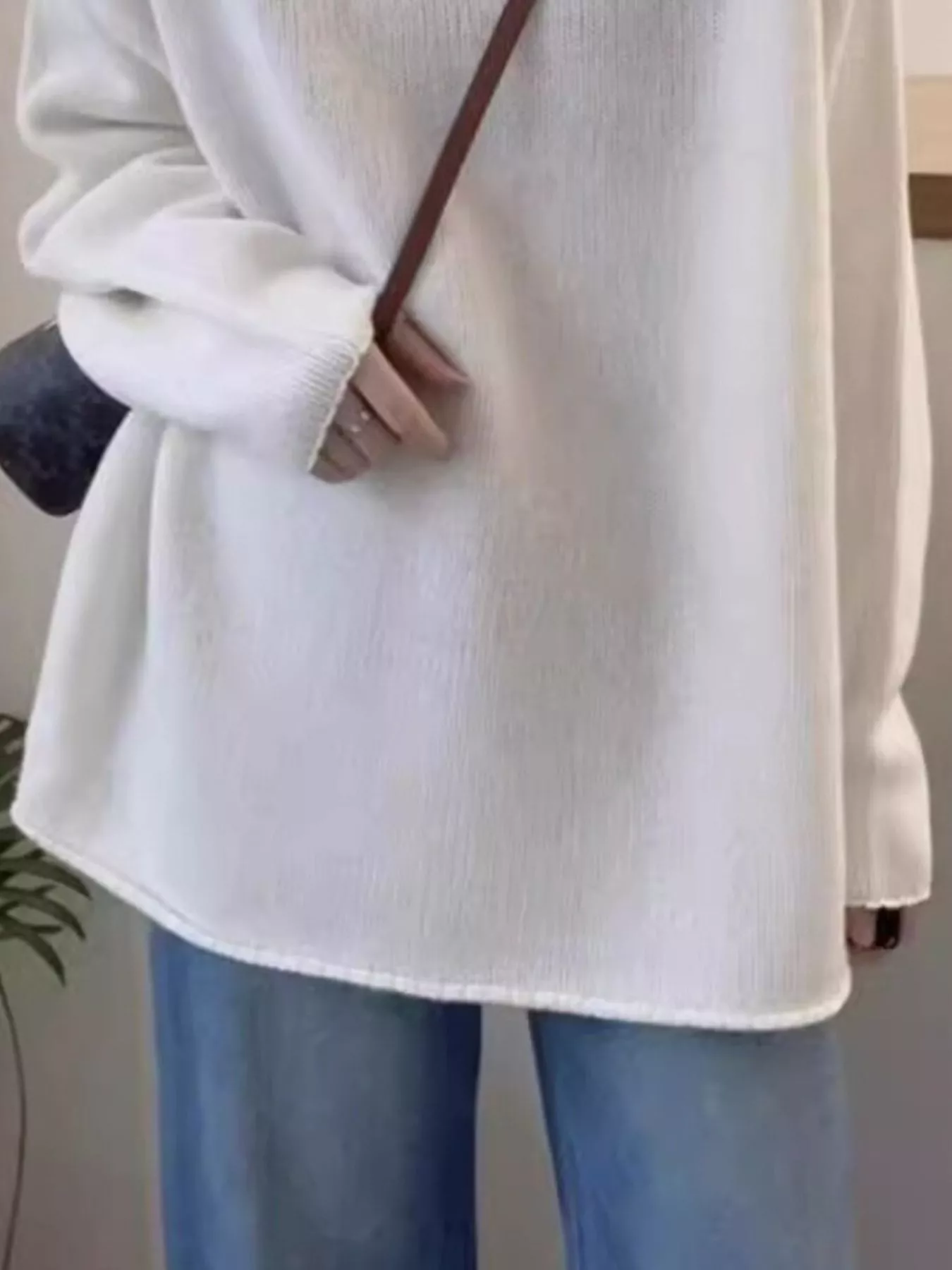 Round Neck Dropped Shoulder Sweater - Image 8