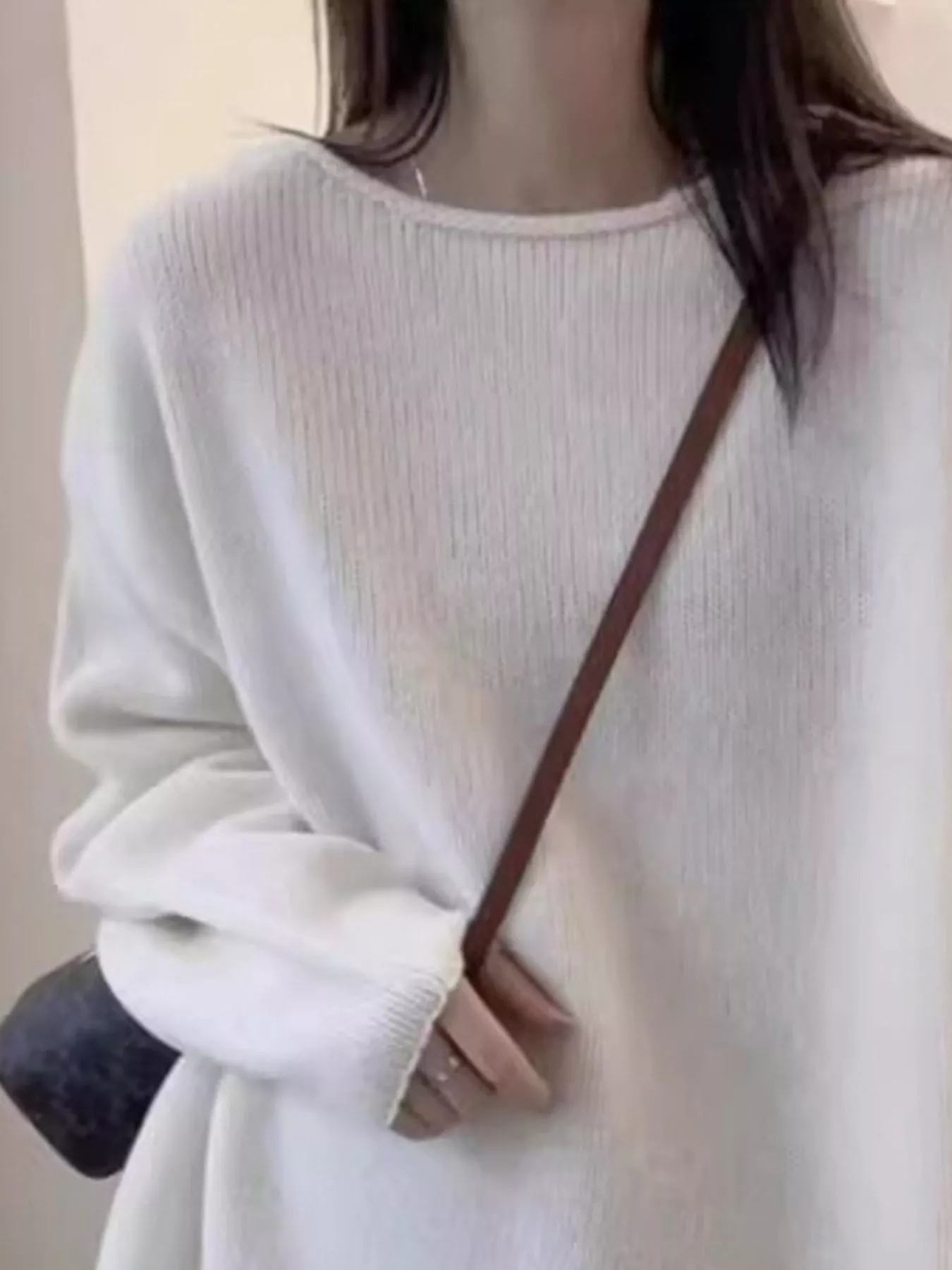 Round Neck Dropped Shoulder Sweater - Image 9