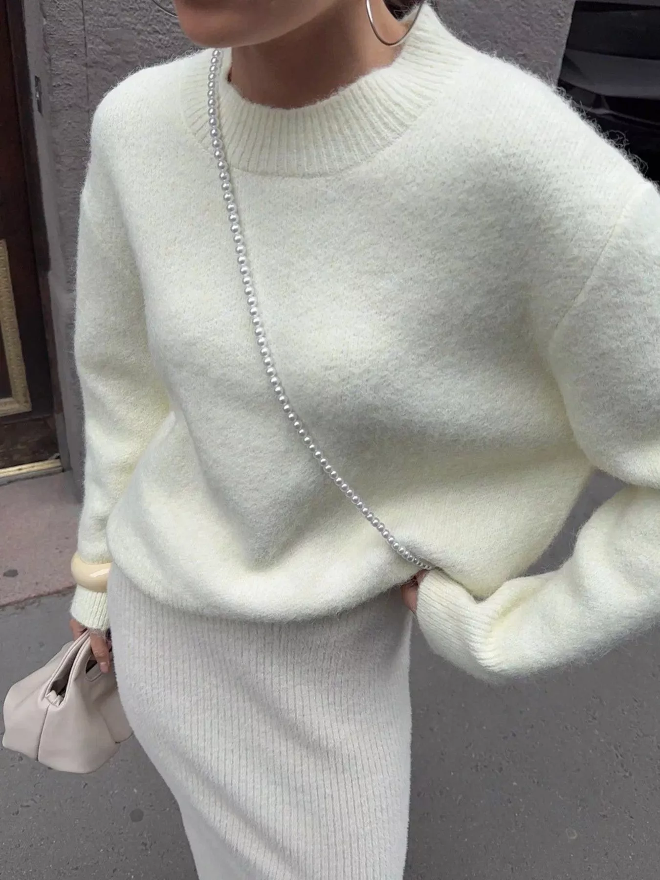 Round Neck Dropped Shoulder Sweater - Image 4
