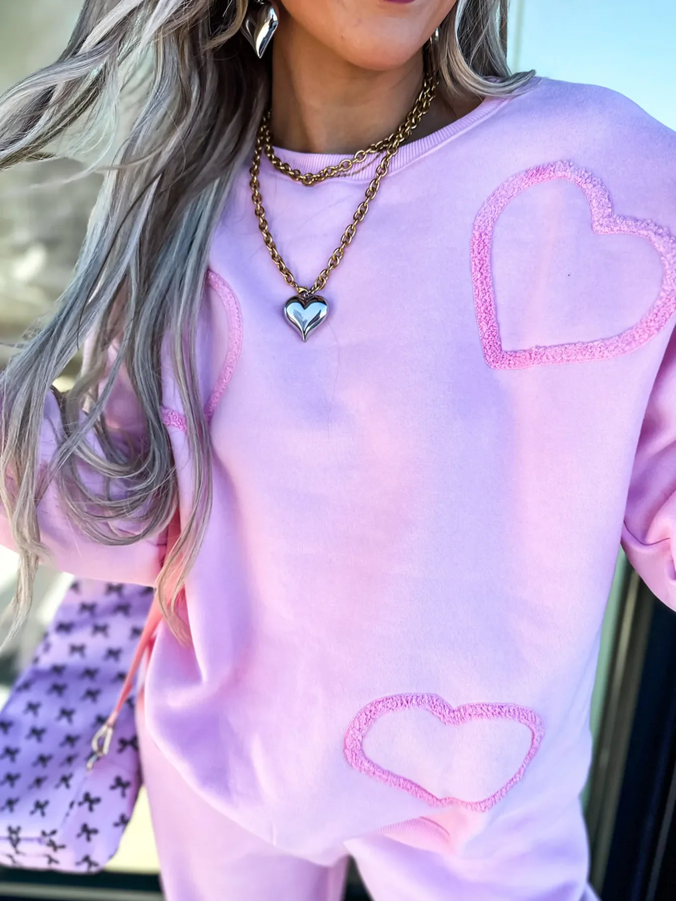 Round Neck Heart Top and Pants Set - Image 4