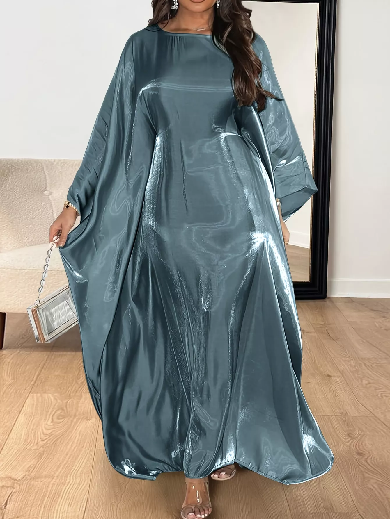 Round Neck Kimono Sleeve Maxi Dress - Image 2