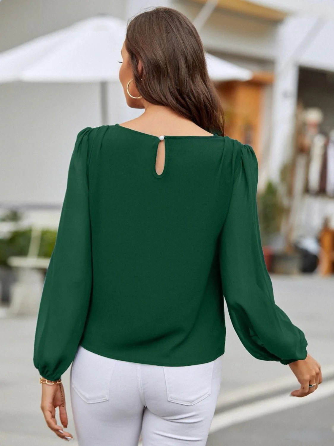 Round Neck Long Sleeve Blouse - Image 5