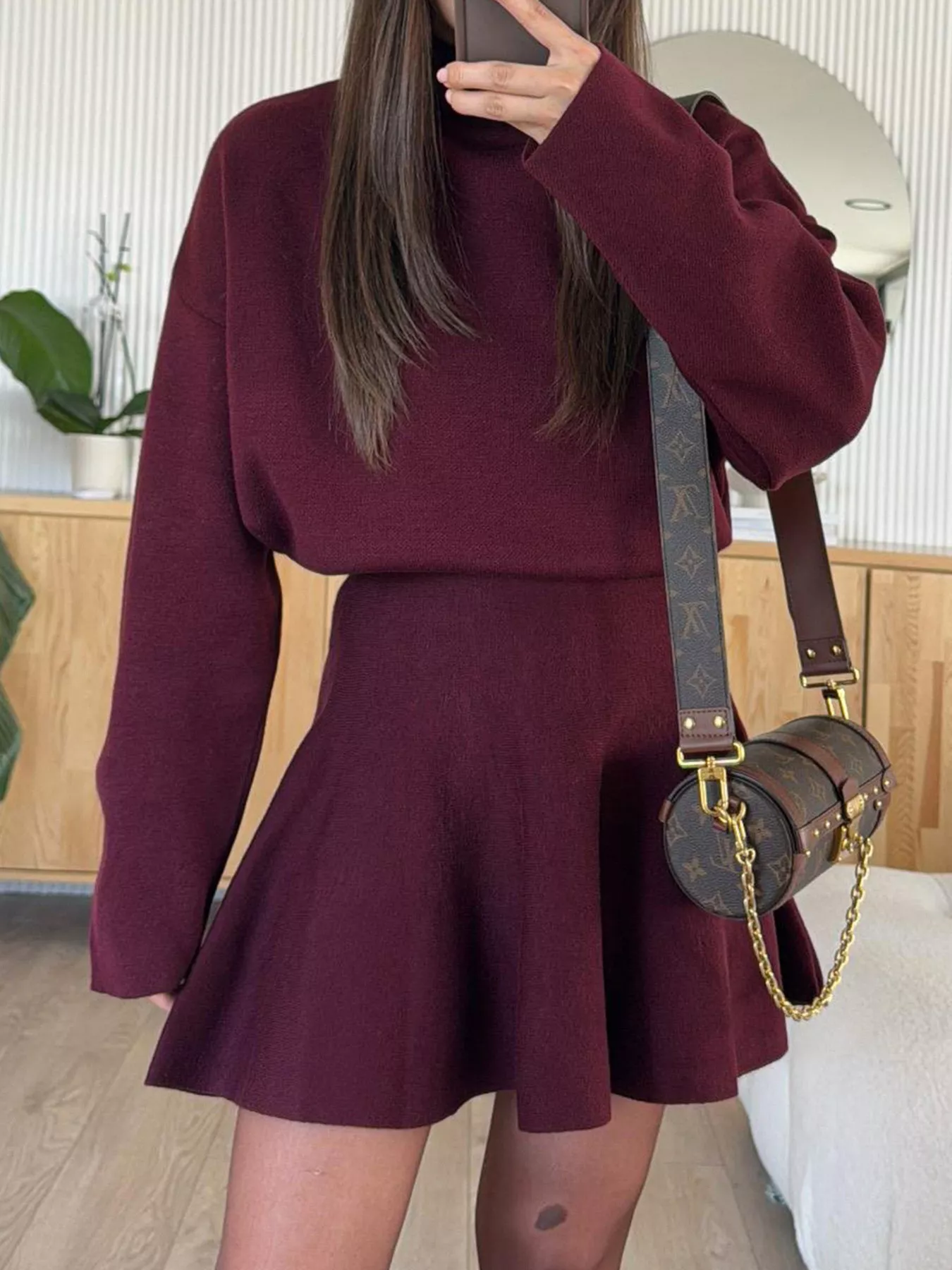 Round Neck Long Sleeve Mini Sweater Dress - Image 7