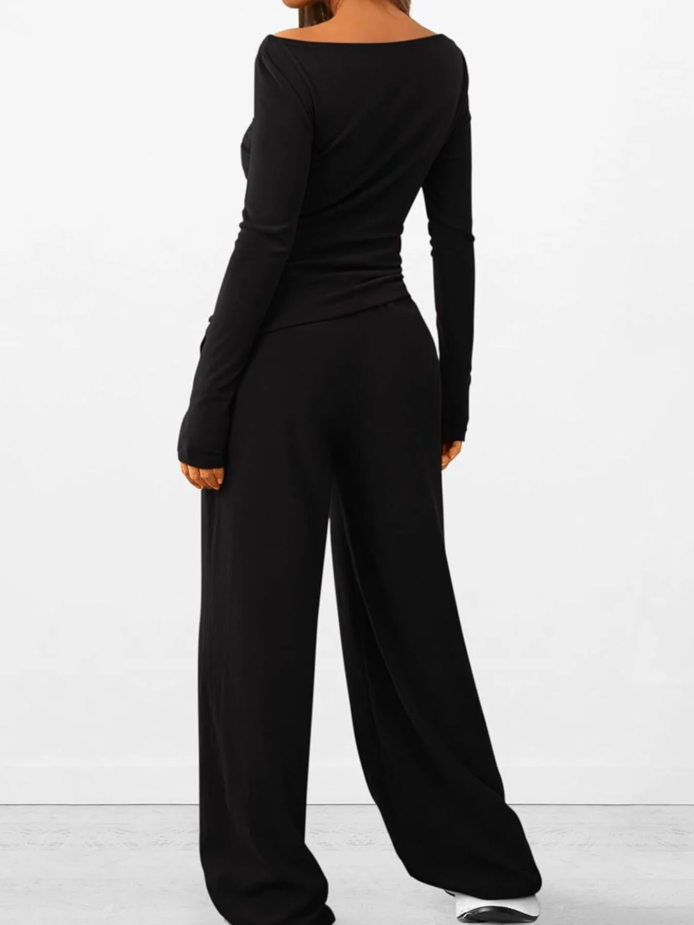 Round Neck Long Sleeve Top and Pants Set - Image 16