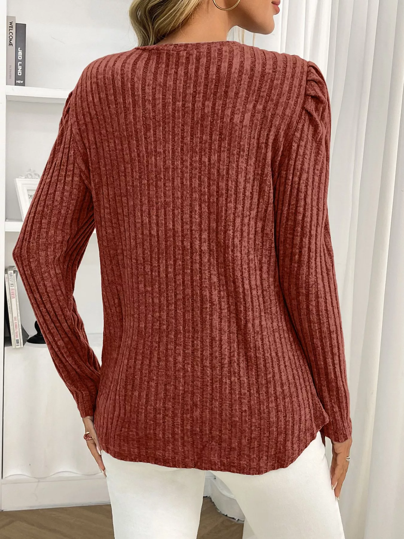 Round Neck Puff Sleeve T-Shirt - Image 26