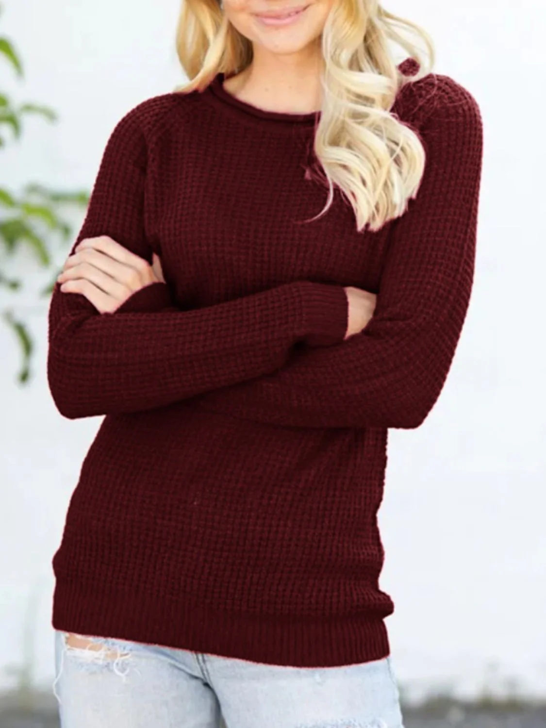 Round Neck Raglan Sleeve Sweater - Image 12
