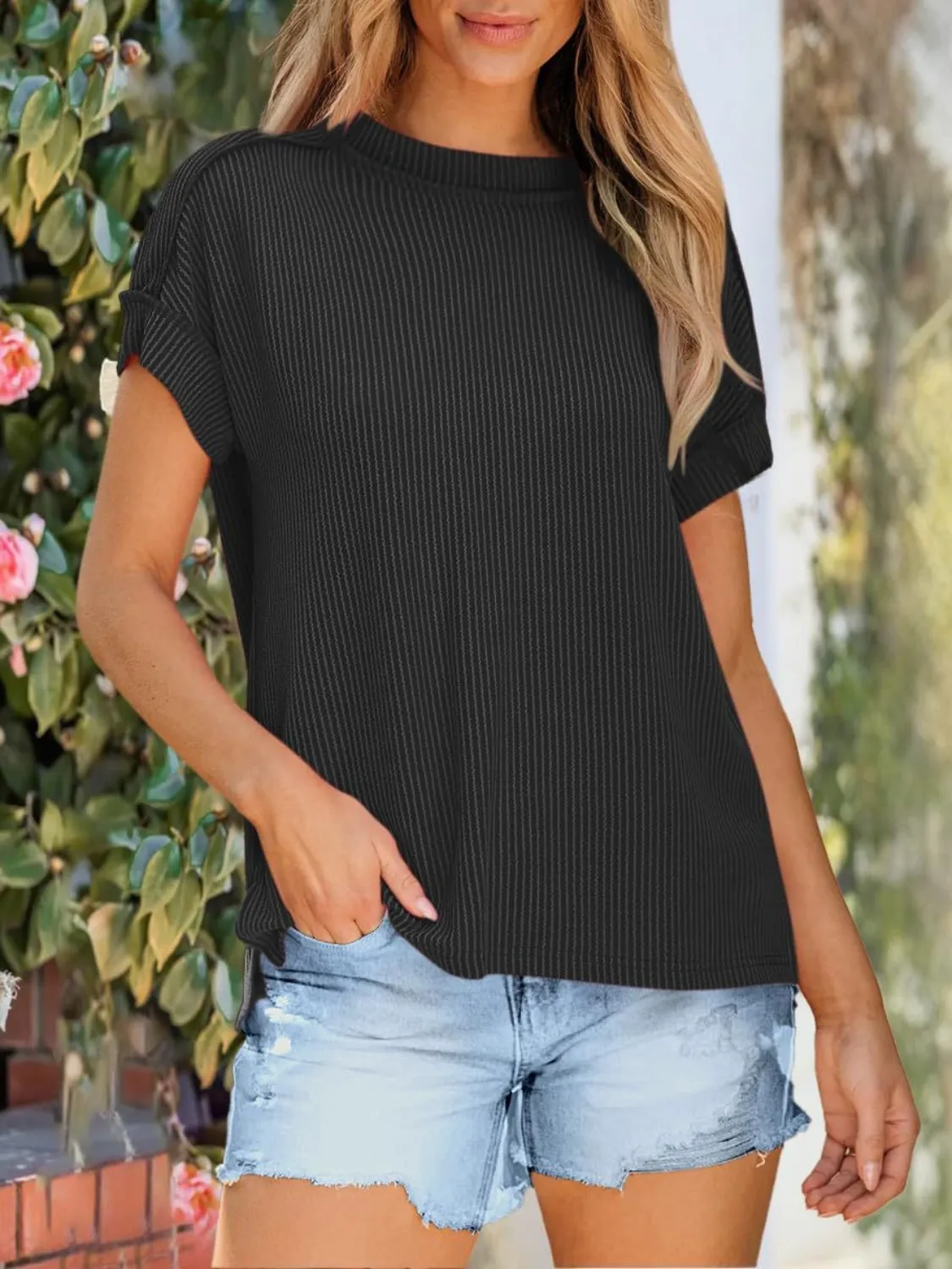 Round Neck Short Sleeve T-Shirt - Image 11