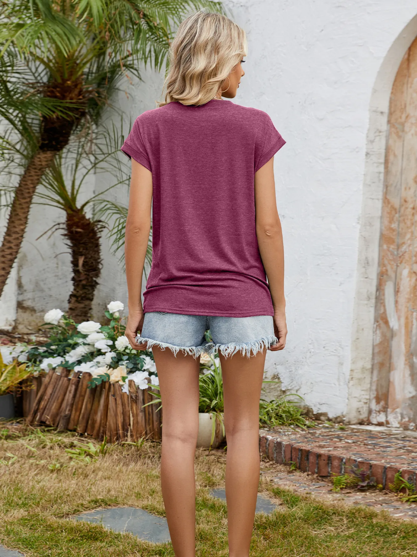 Round Neck Short Sleeve T-Shirt - Image 32