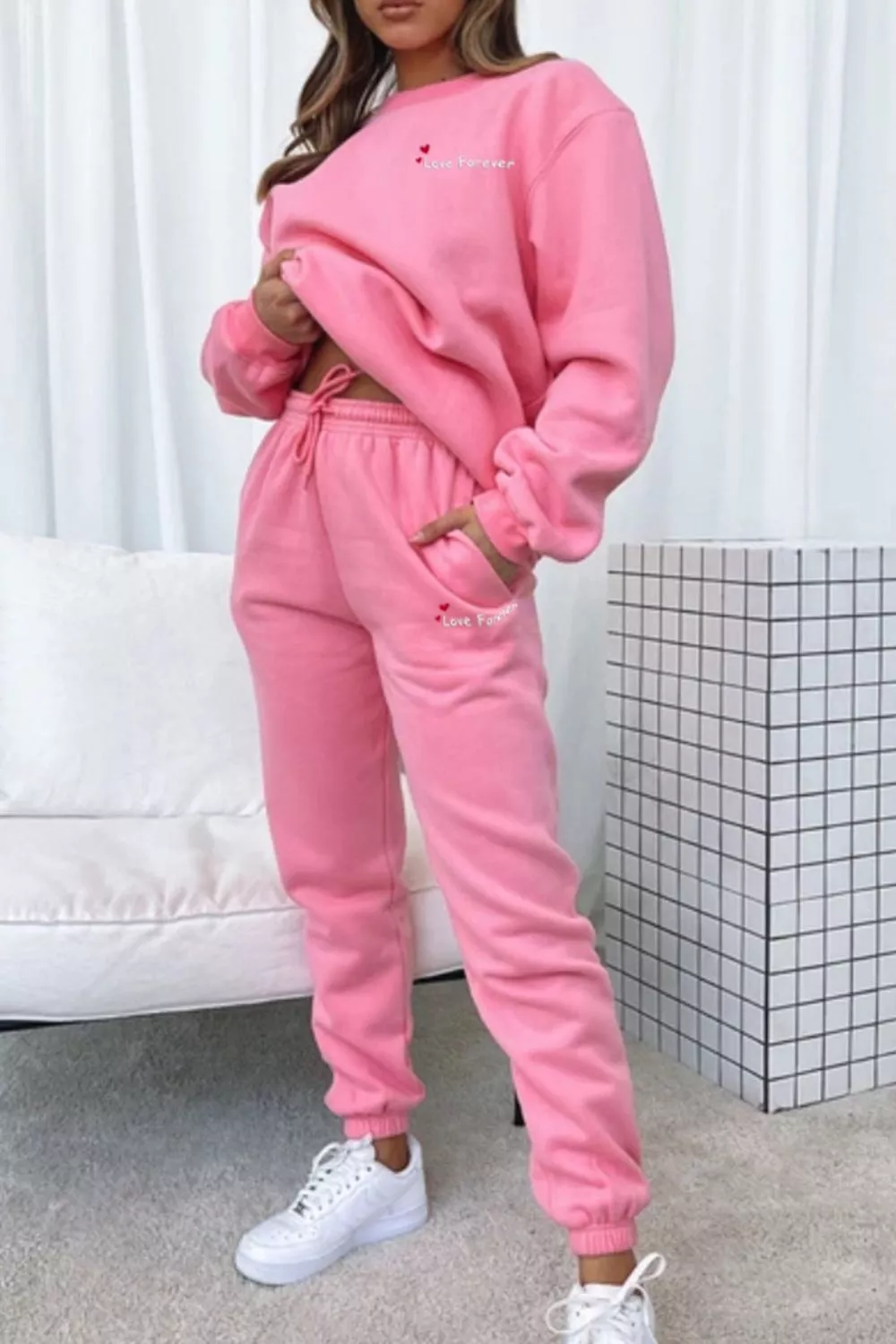 Round Neck Sweatshirt and Joggers Set - Image 25