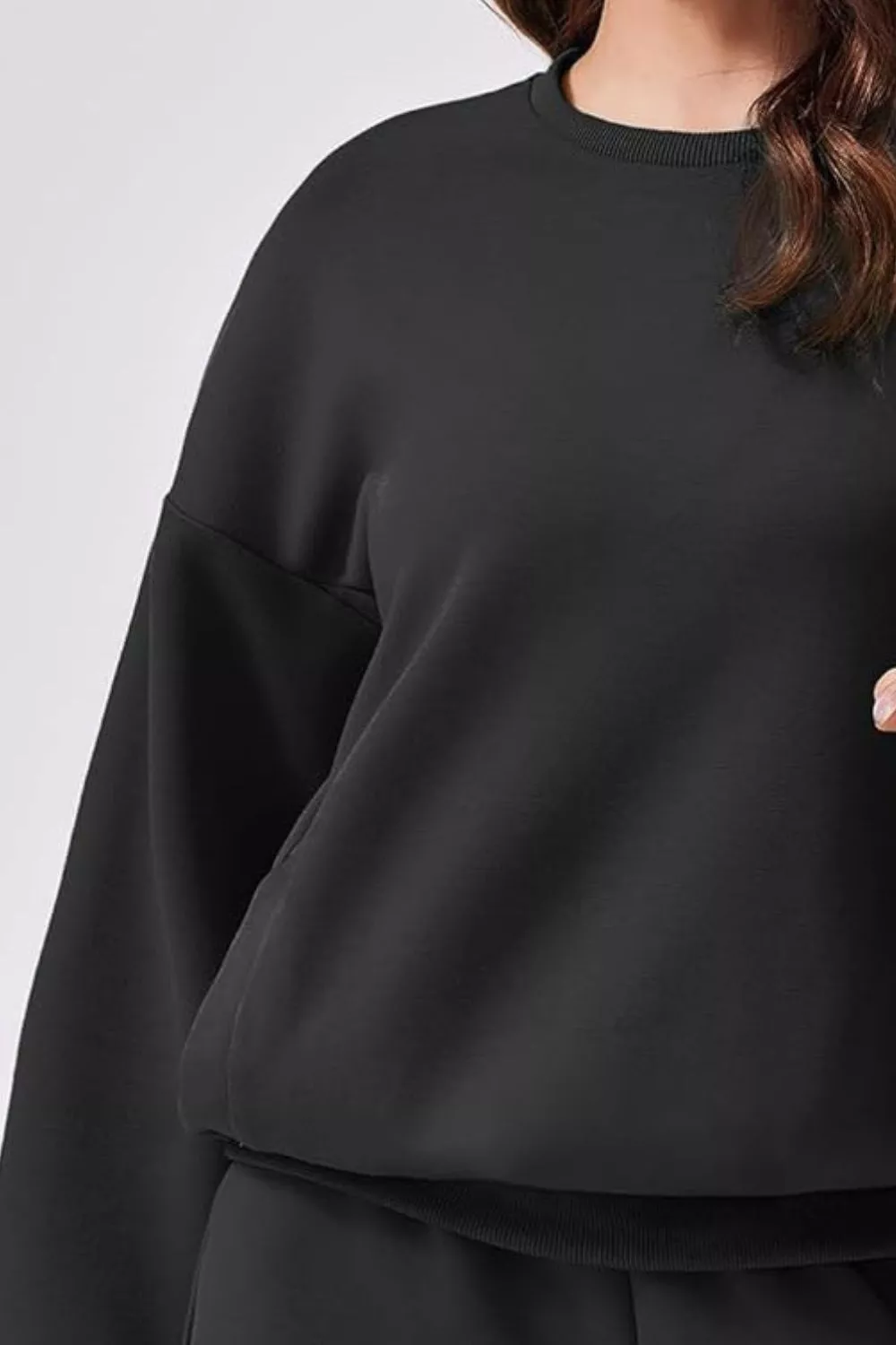 Round Neck Sweatshirt and Shorts Set - Image 14