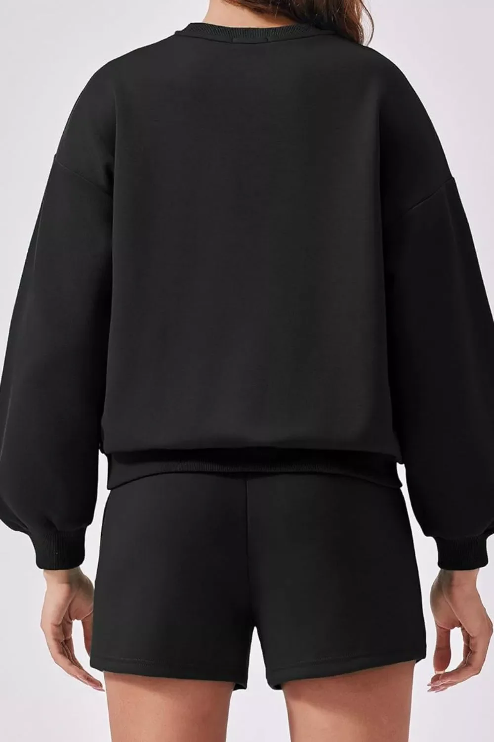 Round Neck Sweatshirt and Shorts Set - Image 15