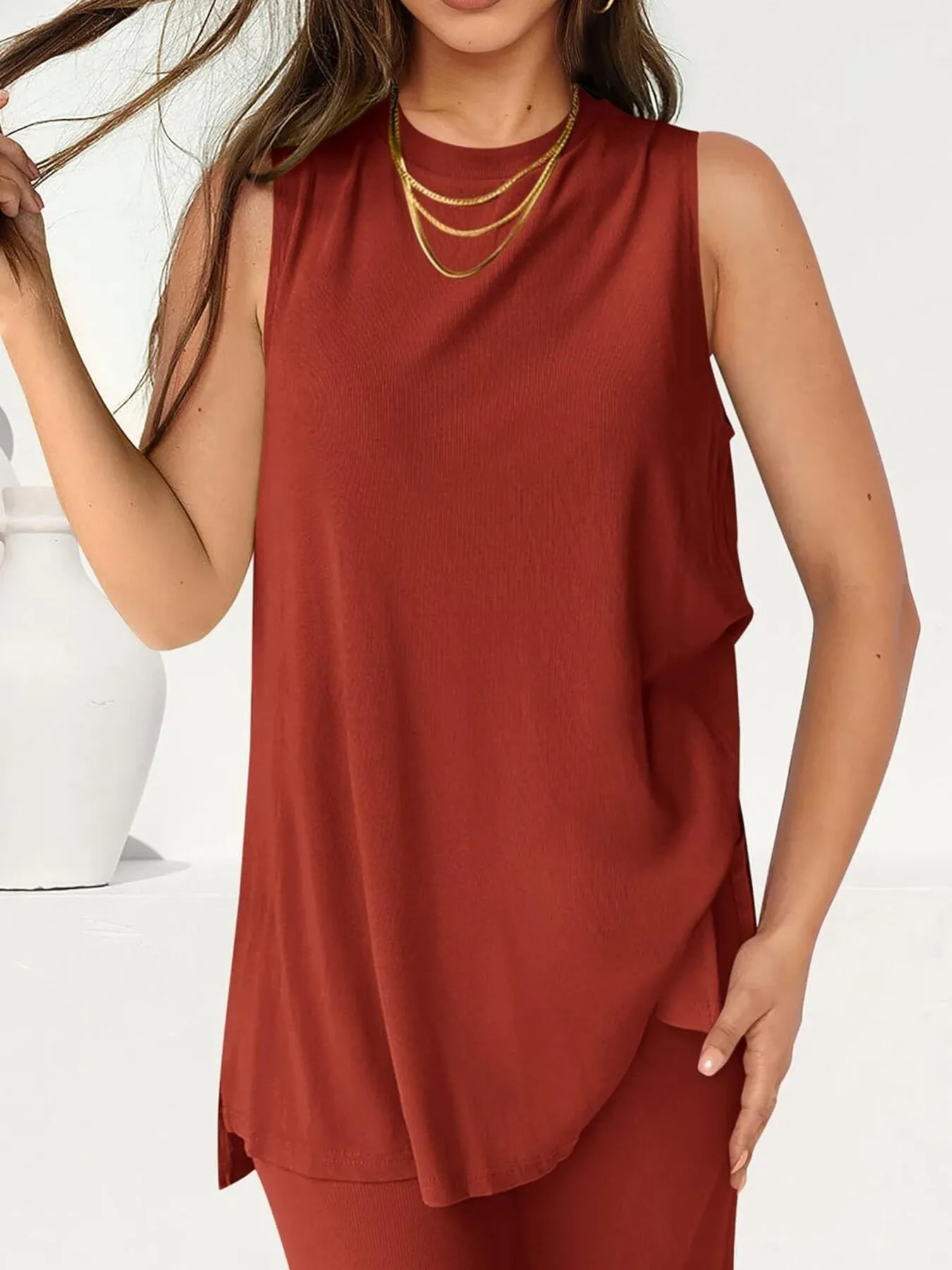 Round Neck Tank and Pants Set - Image 9