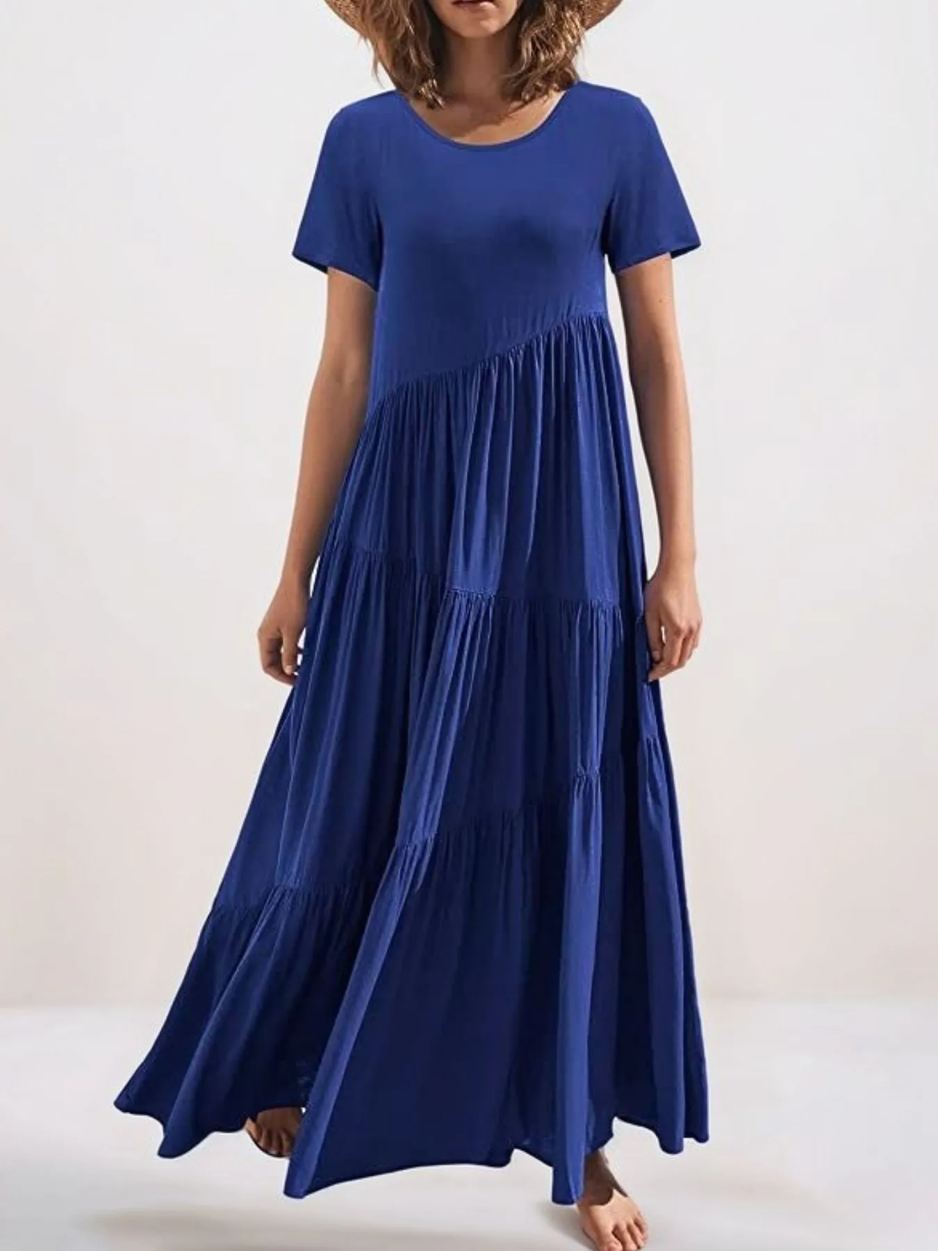 Round Neck Tiered Ruffle Maxi Dress - Image 19